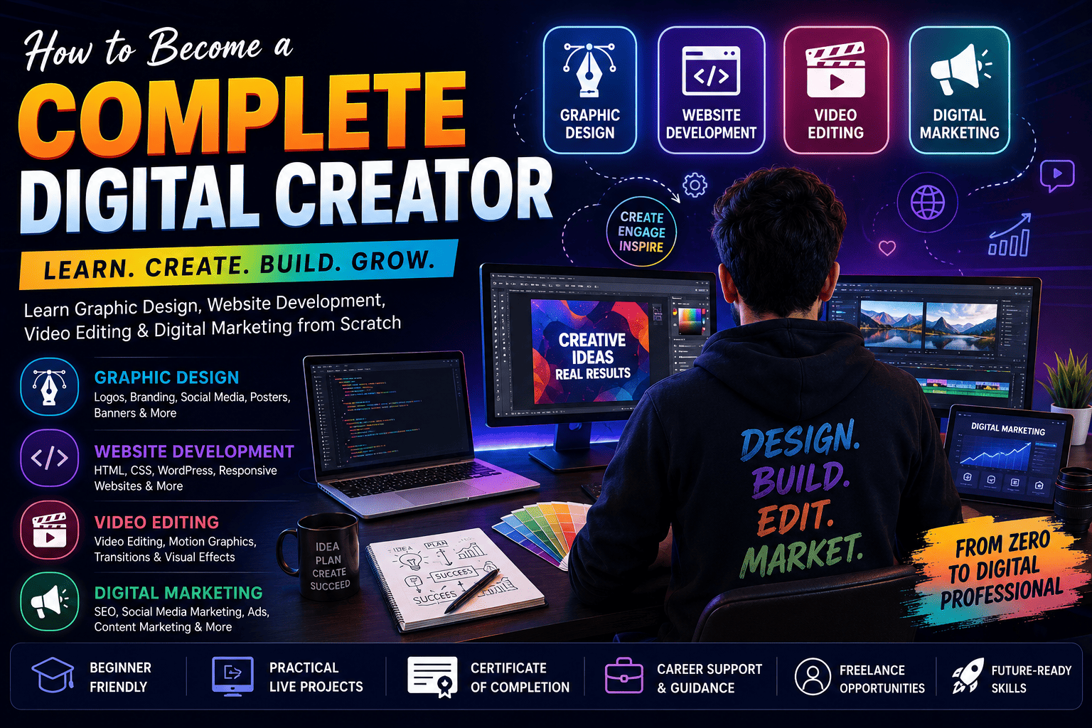 How to Become a Complete Digital Creator in 2026 | Learn Graphic Design, Web Development, Video Editing & Digital Marketing