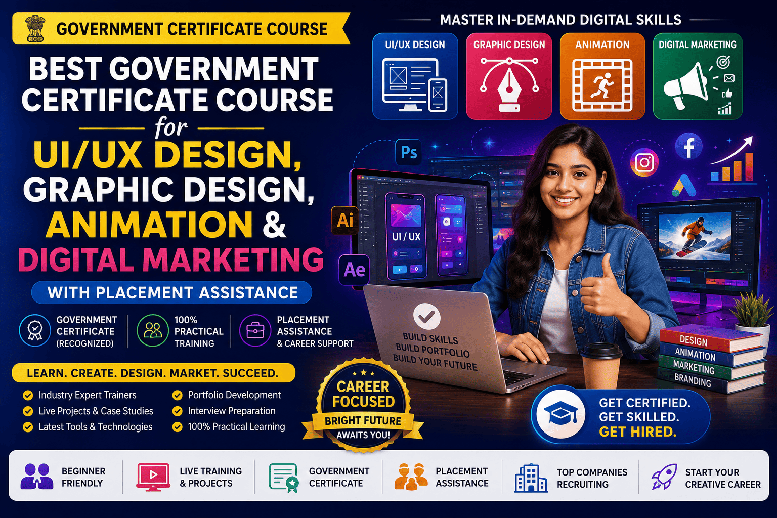 Best Government Certificate Course for UI/UX Design, Graphic Design, Animation & Digital Marketing (2026)