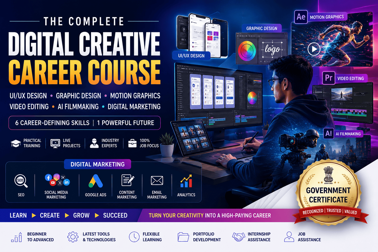 The Complete Digital Creative Career Course | UI/UX, Graphic Design, AI Filmmaking & Digital Marketing