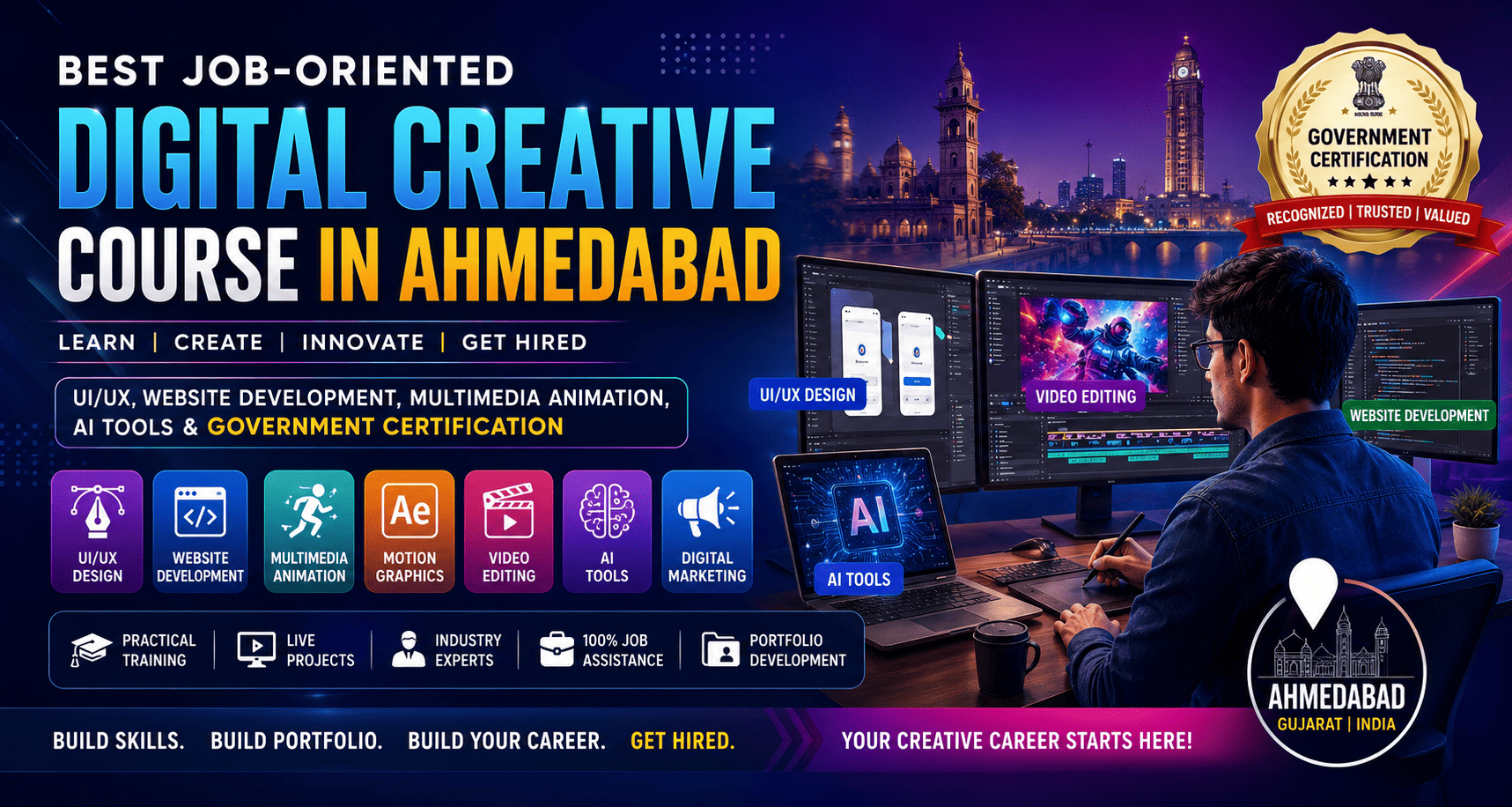 Best Job-Oriented Digital Creative Course in Ahmedabad | UI/UX, Website Development, AI Tools & Government Certification