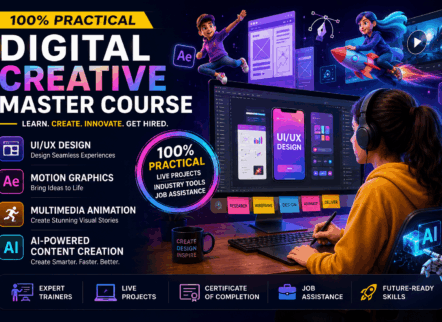 100% Practical Digital Creative Master Course: UI/UX Design, Motion Graphics, Multimedia Animation & AI-Powered Content Creation