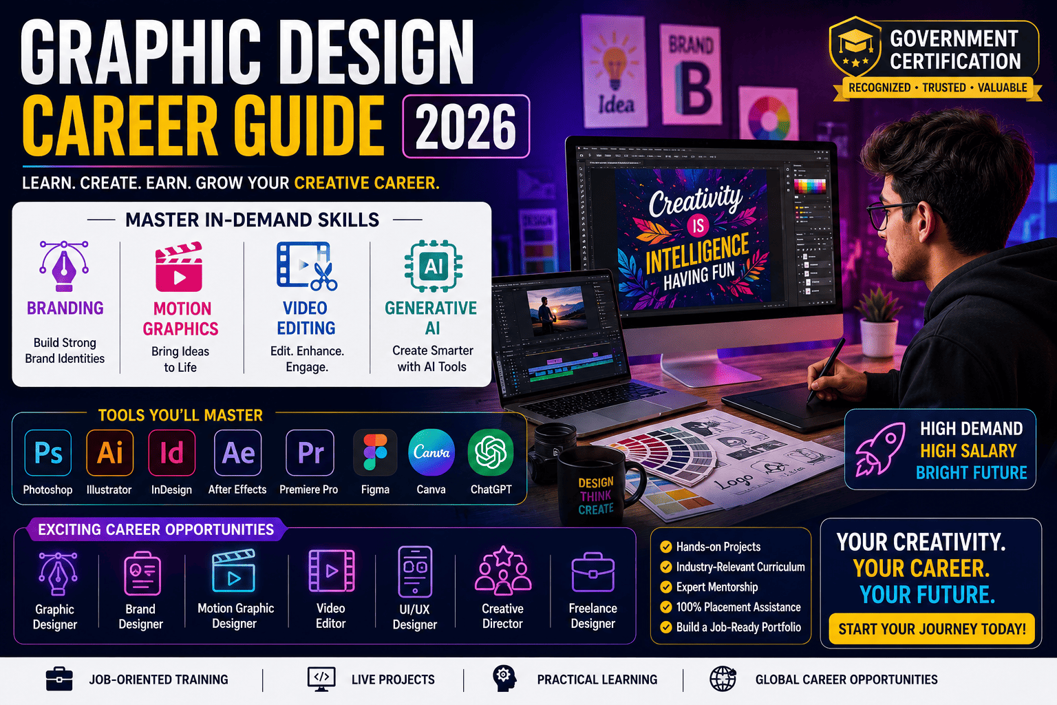 Graphic Design Career Guide 2026: Learn Branding, Motion Graphics, Video Editing & Generative AI with Government Certification