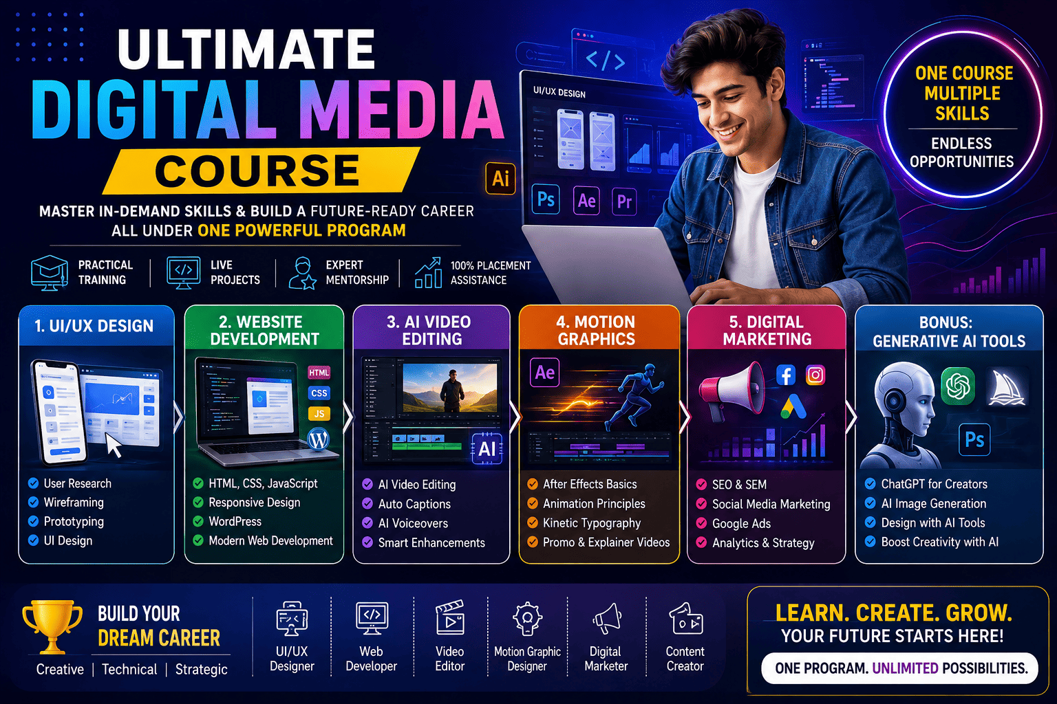 Ultimate Digital Media Course: Learn UI/UX Design, Website Development, AI Video Editing, Motion Graphics & Digital Marketing (2026 Guide)