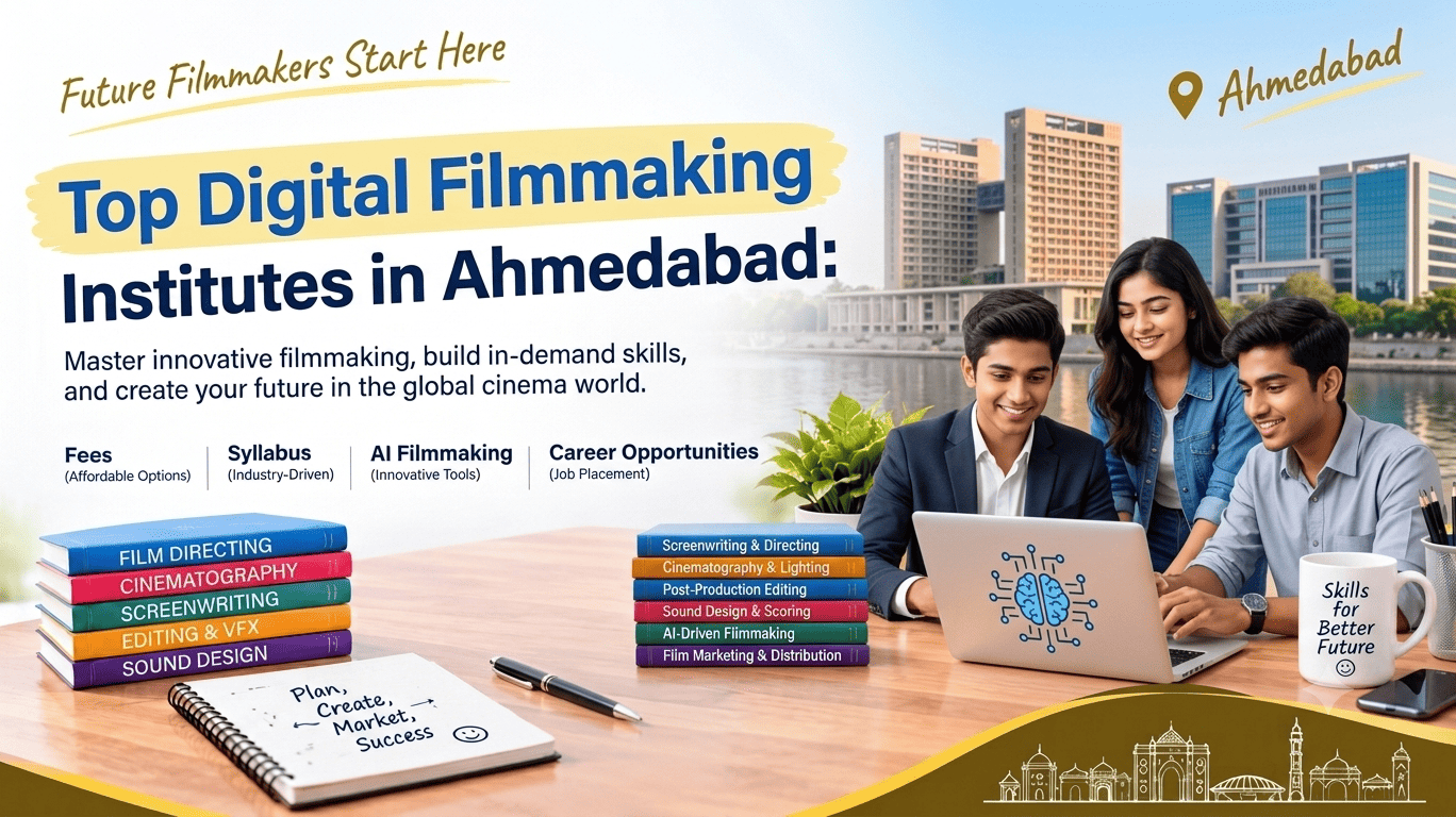 Top Digital Filmmaking Institutes in Ahmedabad – Fees, Syllabus, AI Filmmaking & Career Opportunities