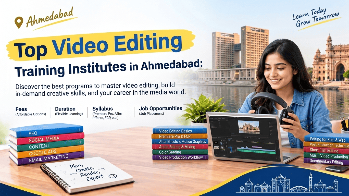 Top Video Editing Training Institutes in Ahmedabad – Fees, Duration, Syllabus & Job Opportunities